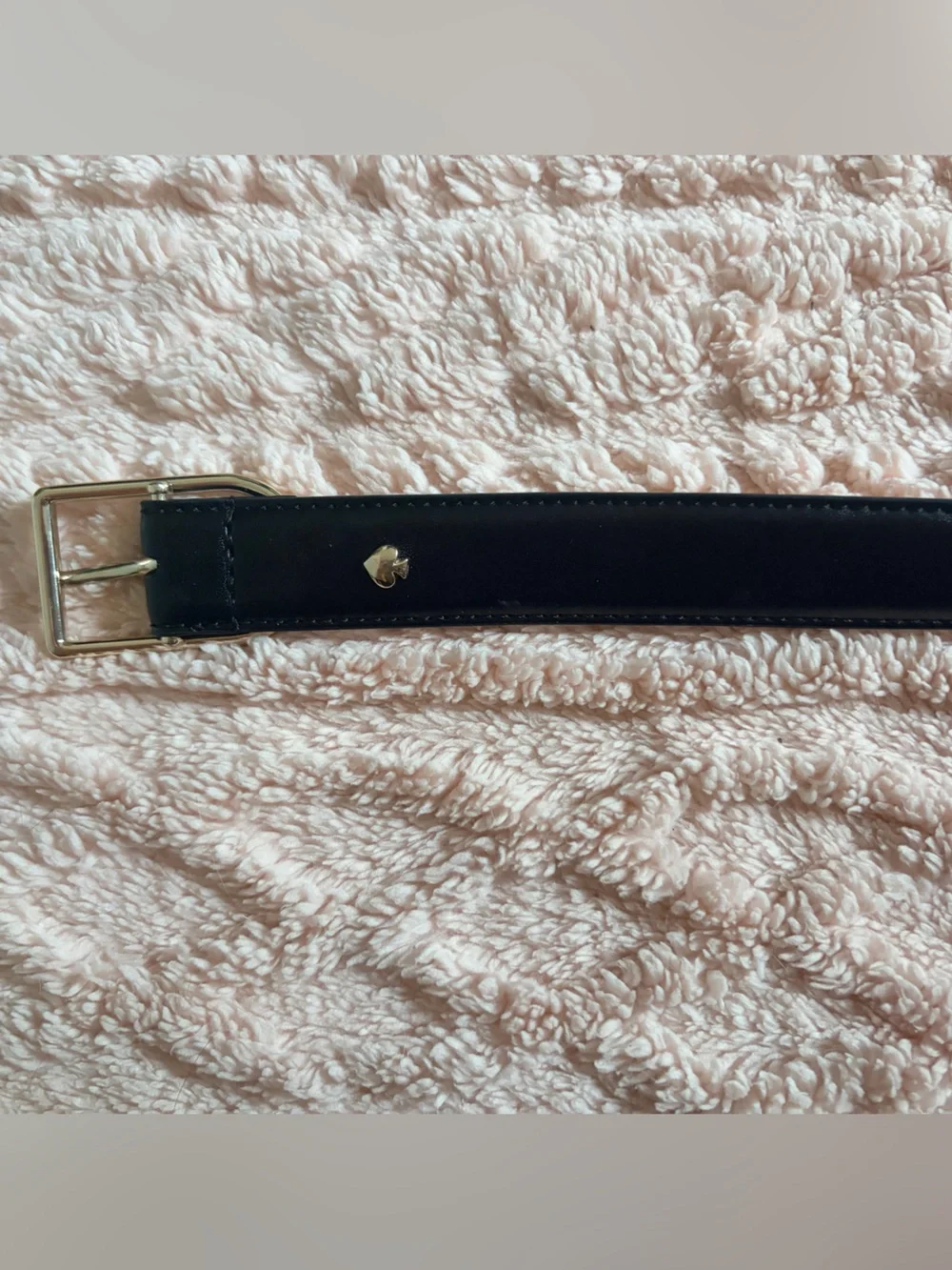 kate spade Black Leather Belt with Gold Detail